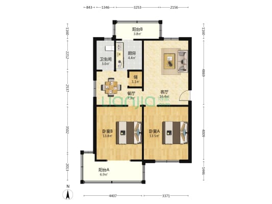 桑达新村 2室2厅1卫 82平方