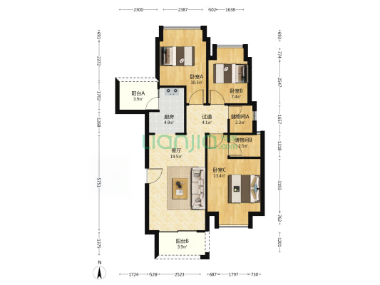明银凯伦堡 3室1厅0卫 90平方