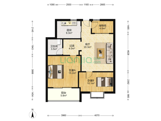 阳光名城 2室1厅1卫 89平方
