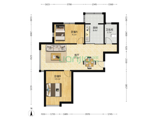 富雅苑 2室1厅1卫 90平方