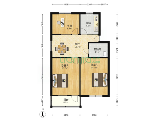 双白街 3室1厅1卫 81平方