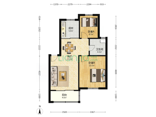 东港佳苑(太仓市) 2室1厅1卫 61平方