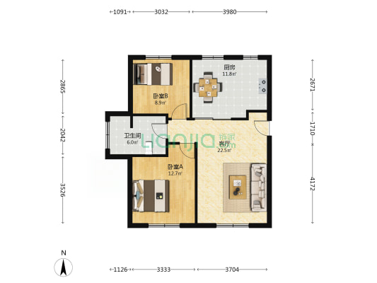 观潮苑 2室1厅1卫 93平方