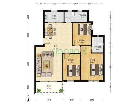 百花苑蛇口 3室1厅2卫 112平方