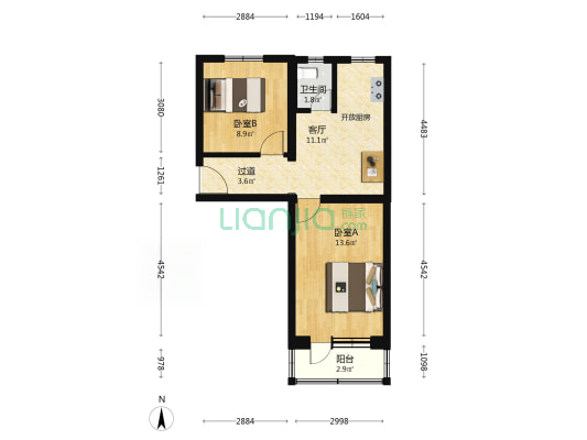 永泰庄北路23号院 2室1厅1卫 55平方