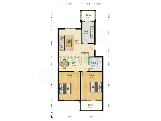 碧泉花园 2室2厅1卫 101平方