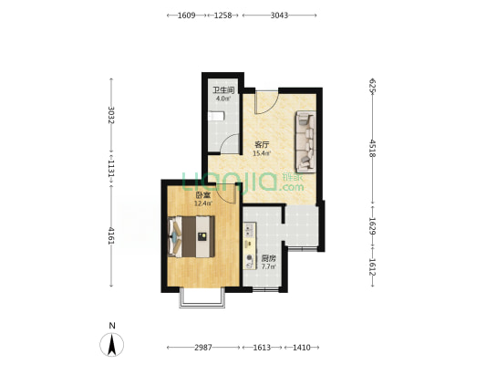 华亭里(河东区) 1室1厅1卫 52平方