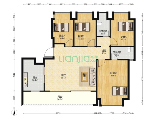 保亿御景玖园2期 4室1厅2卫 158平方