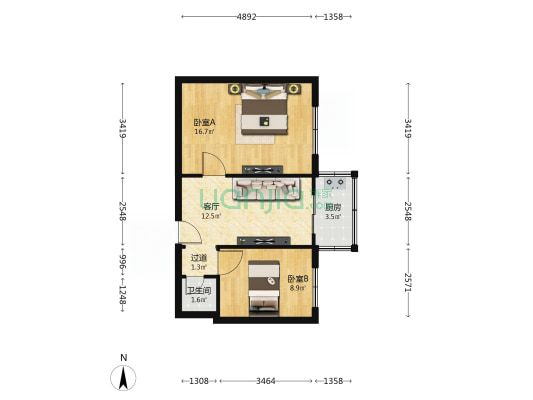 延平里 2室1厅1卫 58平方