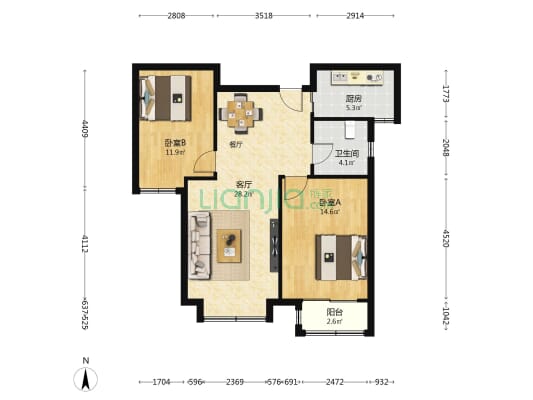 诚信南里 2室1厅1卫 94平方