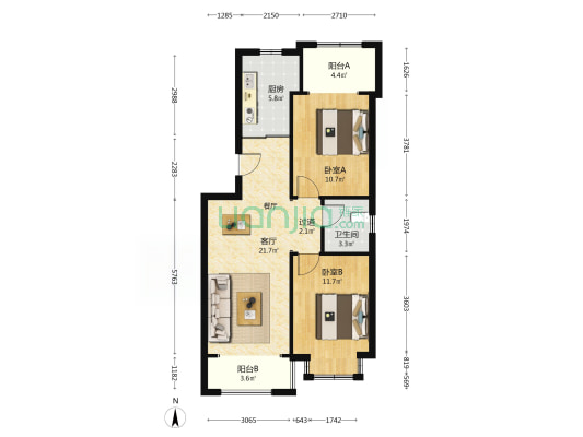 新馨家园西区 2室1厅1卫 81平方
