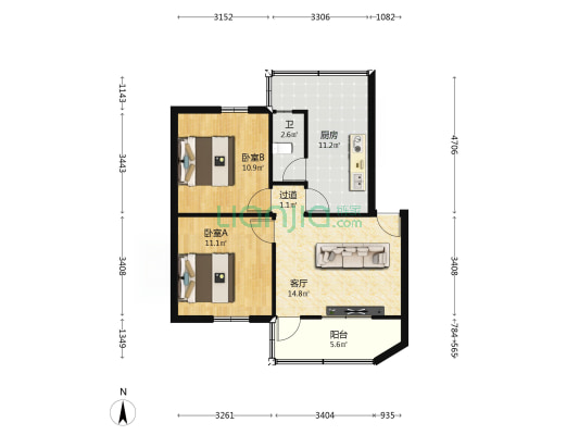 兴达巷9号 2室1厅1卫 59平方
