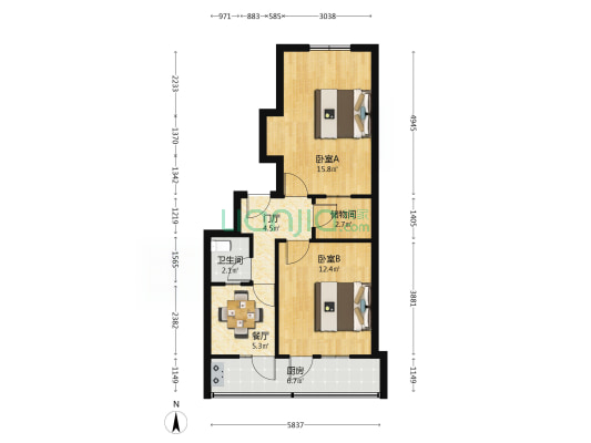 省物资局家属院 2室1厅1卫 61平方