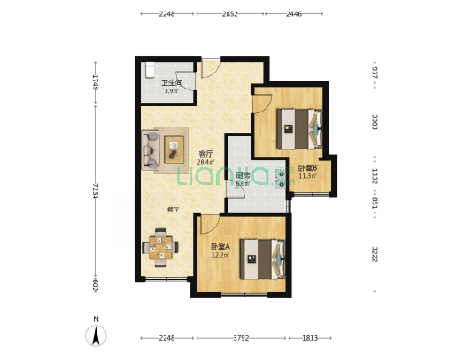 普吉新区 2室1厅1卫 86平方