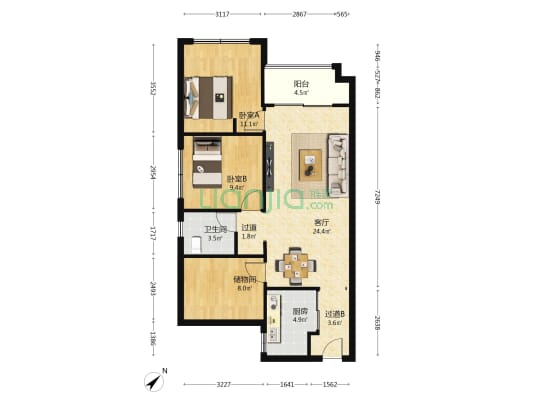 万科翡御郡府 2室1厅1卫 89平方