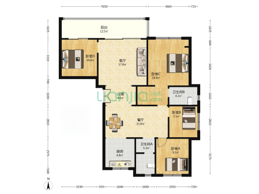 凤凰悦府 4室2厅2卫 159平方
