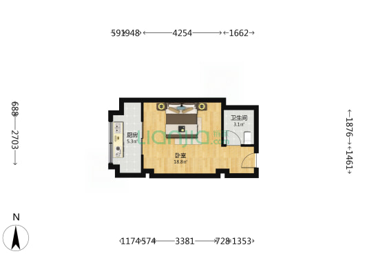 金纺佳苑北区 1室0厅1卫 43平方