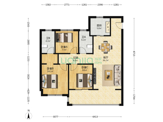 金茂悦 3室1厅2卫 113平方