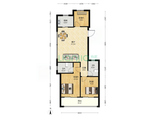翡玥府 3室1厅2卫 100平方