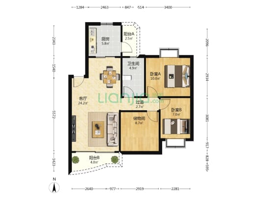 居乐苑 2室1厅1卫 84平方
