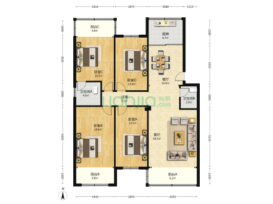 欧典名苑 4室2厅2卫 170平方