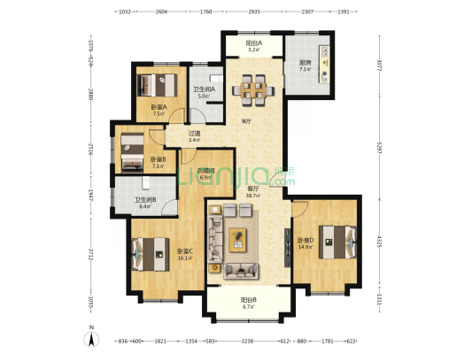 观澜锦上苑 4室1厅2卫 162平方