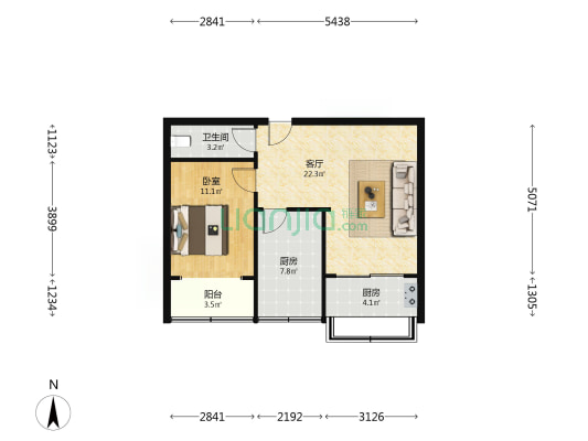人民南巷17号 1室1厅1卫 62平方