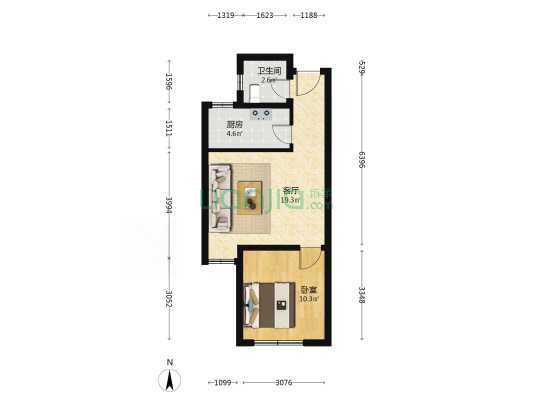 亚林上苑 1室1厅1卫 58平方