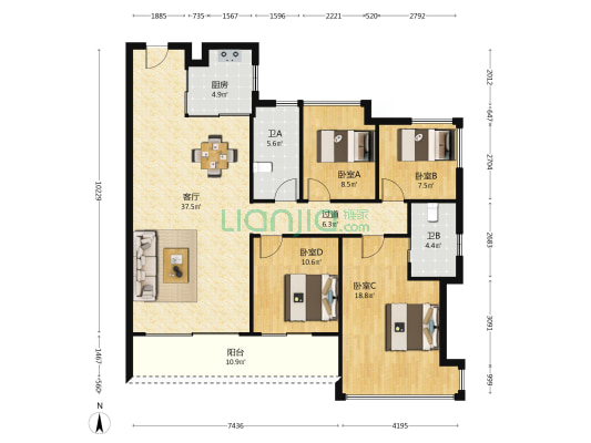 保利维塔 4室1厅2卫 142平方