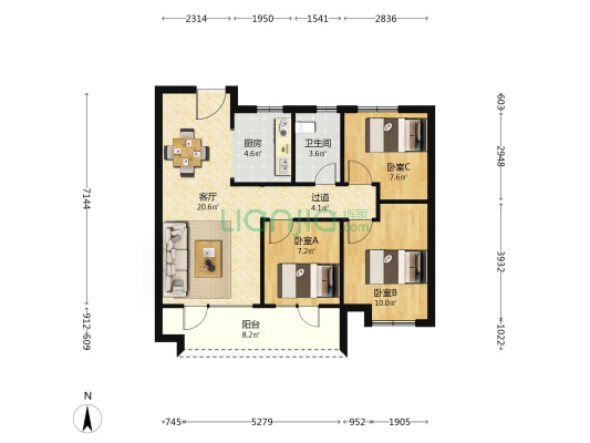 天一仁和珑樾一品 3室1厅1卫 89平方