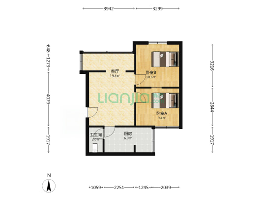 桥鸿一村 2室1厅1卫 56平方