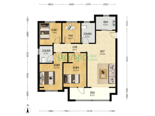 众安·青岛新城市 4室1厅2卫 117平方
