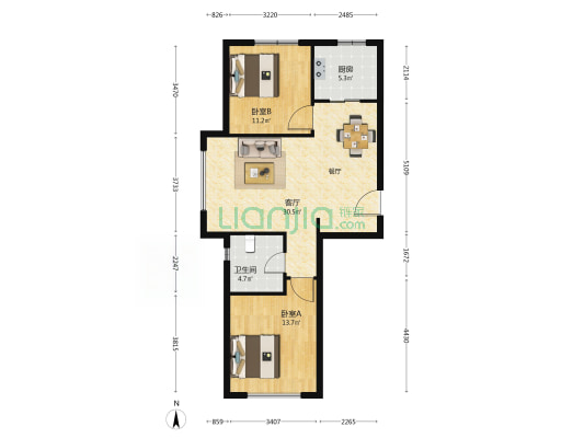 月伴湾 2室1厅1卫 91平方