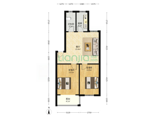慧博花园 2室1厅1卫 78平方