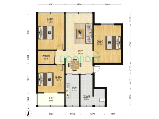 庆春东路53号 3室1厅1卫 103平方