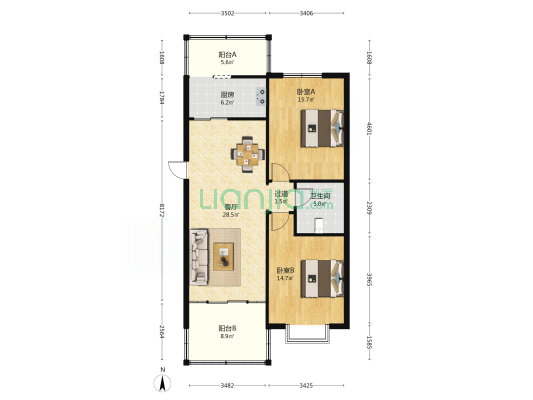 枣富园 2室1厅1卫 101平方