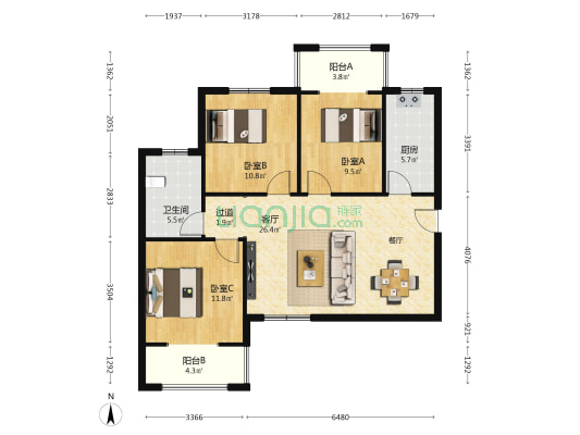 金鹿尚居 3室1厅1卫 99平方