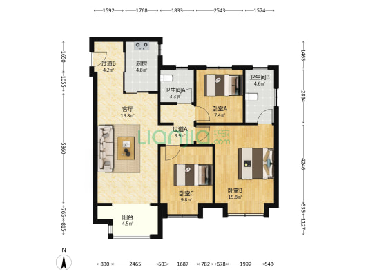 万科滨江都会（秀汐园） 3室0厅0卫 104平方