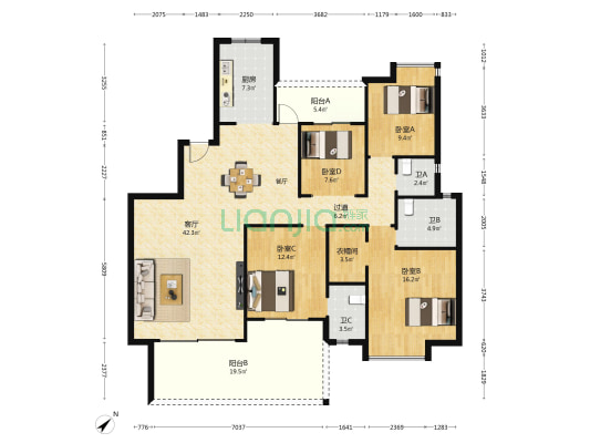 捷荣锦江豪庭 4室1厅3卫 164平方