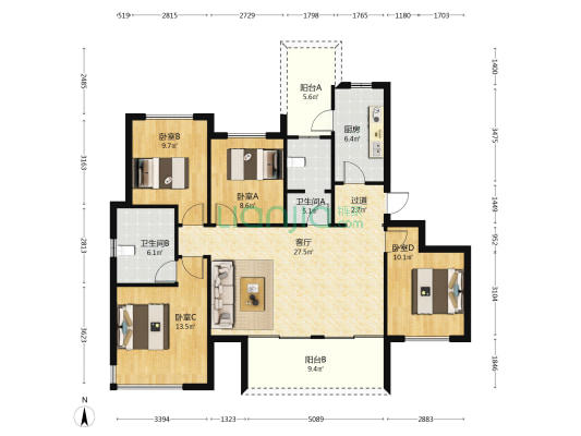 永威·望湖郡 4室1厅2卫 143平方