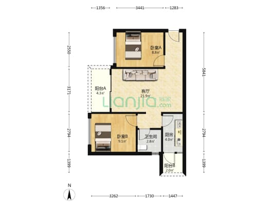 勤诚达正大城悦园 2室1厅1卫 68平方