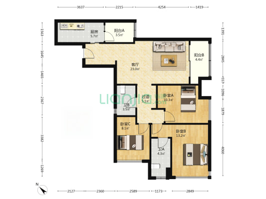 新城春山拾鸣 3室1厅2卫 104平方
