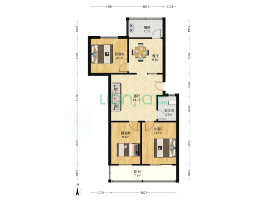 二环支路47号 3室2厅1卫 101平方