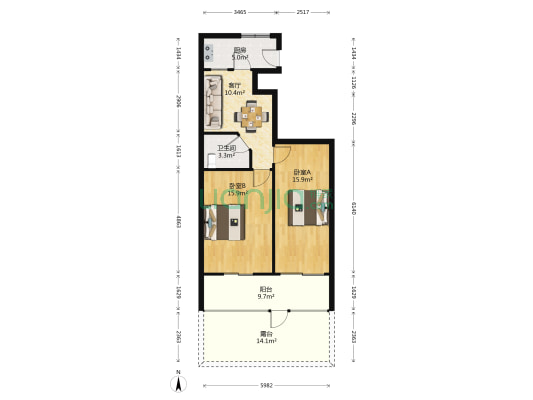 新市路散盘 2室1厅1卫 53平方