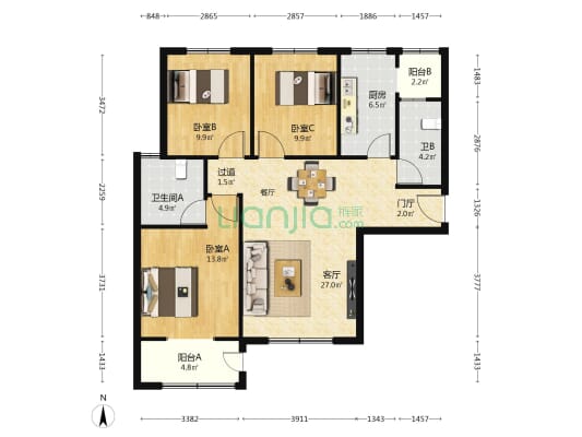 生力中心城 3室1厅2卫 118平方