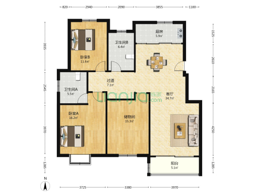 馨苑小区(张家港) 2室1厅2卫 142平方