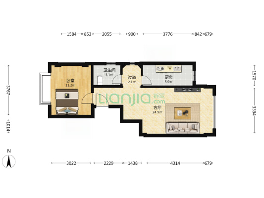 世华龙樾三期 1室1厅1卫 65平方
