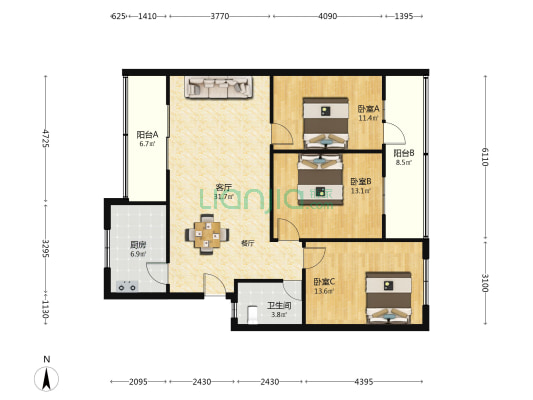 郑州银行家属院 3室1厅1卫 108平方