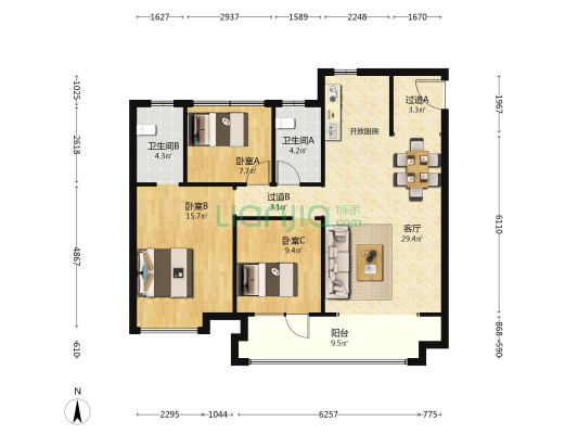 楼山春晓 3室1厅2卫 117平方