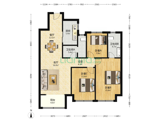 当代境MOMΛ 3室2厅2卫 119平方